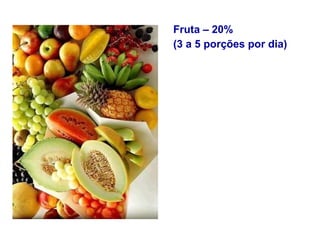 Fruta – 20%  (3 a 5 porções por dia) 