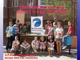 DÍA MUNDIAL DE LAS AVES 3 Y 4 DE OCTUBRE C.P.Ntra Sra. de la Luz. Arroyo dela Luz (Cáceres) 