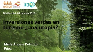 Inversiones verdes en
turismo ¿una utopía?
María Ángela Petrizzo
Páez
Día Mundial del turismo 2023
 