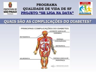 PROGRAMA  QUALIDADE DE VIDA DE SF PROJETO “SE LIGA NA DATA” QUAIS SÃO AS COMPLICAÇÕES DO DIABETES?   