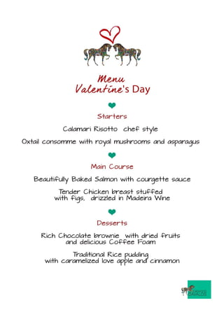 Valentine's Day Menu