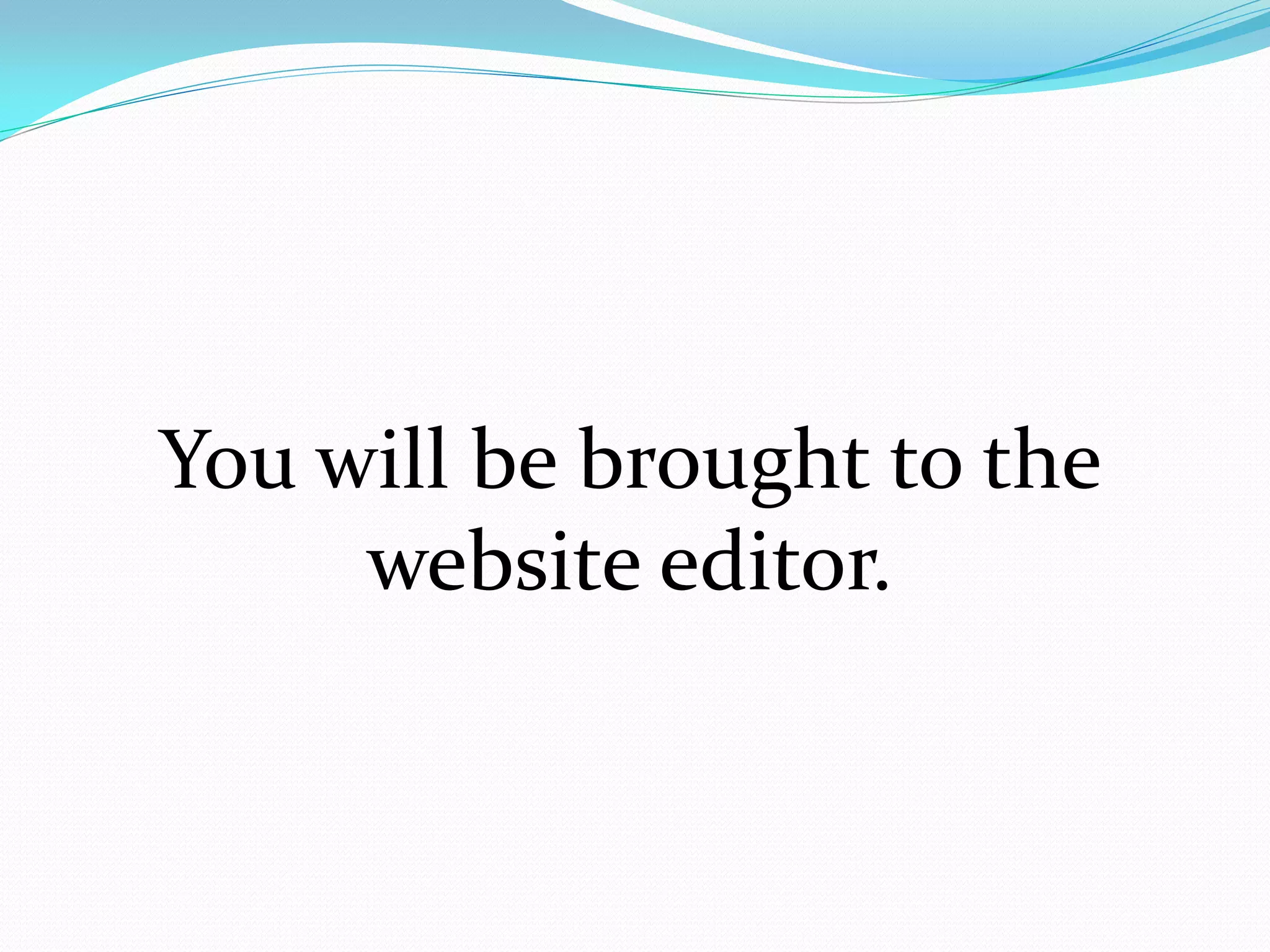 You will be brought to the
     website editor.
 