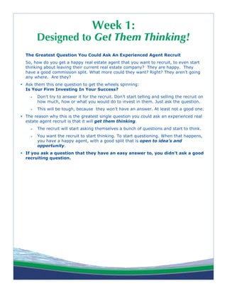 Diane Turton Realtors Agent Recruiting Drip Email Campaign | PDF
