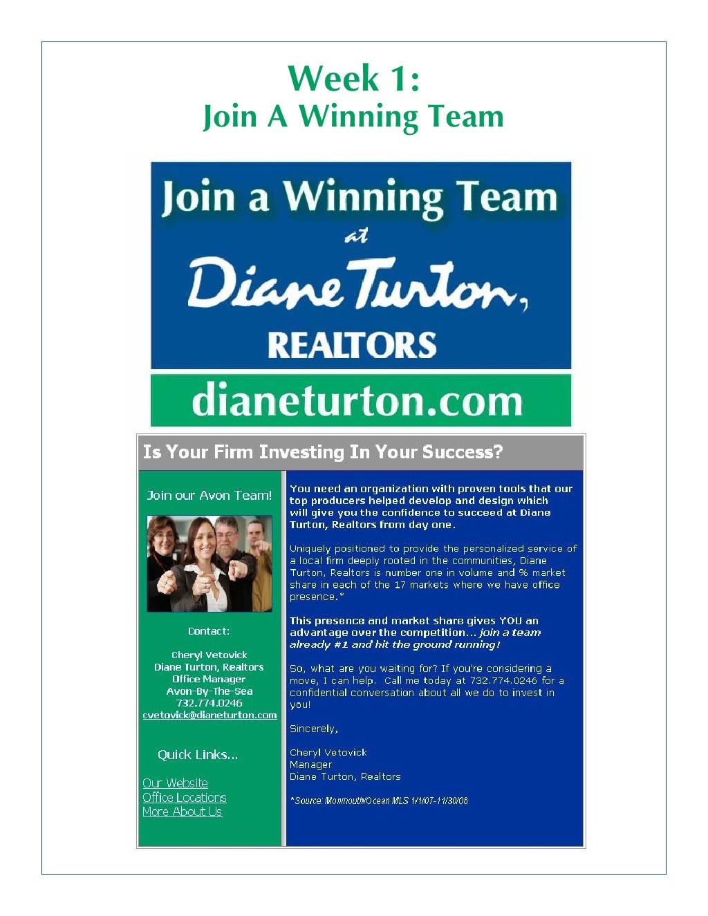 Diane Turton Realtors Agent Recruiting Drip Email Campaign