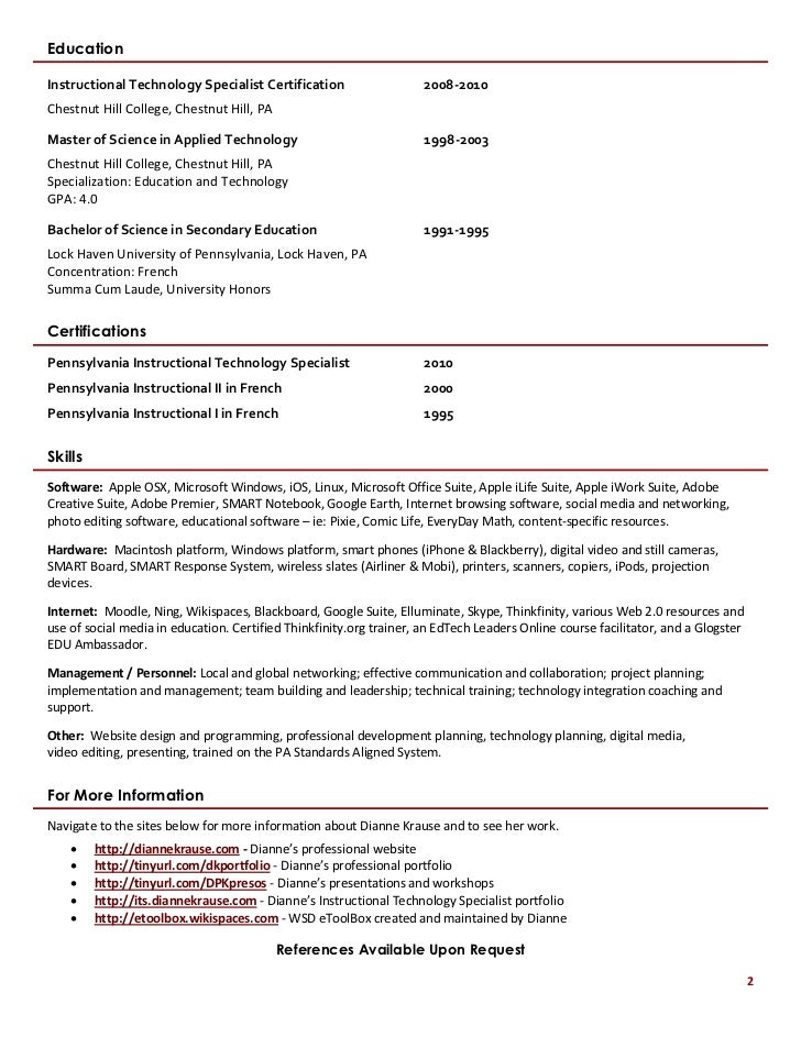 information technology specialist resumes