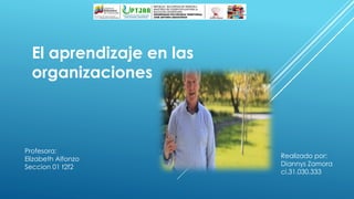 El aprendizaje en las
organizaciones
Profesora:
Elizabeth Alfonzo
Seccion 01 t2f2
Realizado por:
Diannys Zamora
ci.31.030.333
 