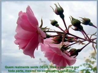 Quem realmente sente  DEUS , O vê e encontra por toda parte, mesmo no contingente cotidiano.  