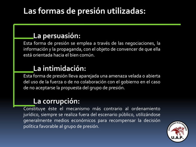 GRUPOS DE PRESION: UAP DERECHO | PPT
