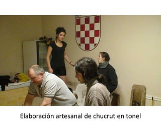 Elaboración artesanal de chucrut en tonel