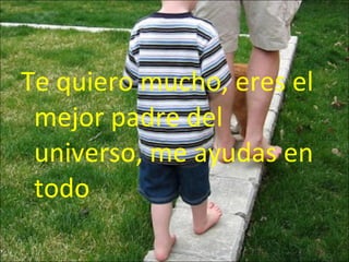 Te quiero mucho, eres el mejor padre del universo, me ayudas en todo 