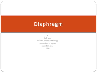 By
Ihab Samy
Lecturer of Surgical Oncology
National Cancer Institute
Cairo University
2010
Diaphragm
 