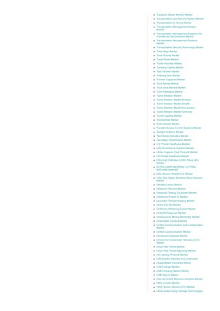 Transport Stream Monitor Market
Transportation and Security System Market
Transportation by Drone Market
Transportation Management System
Market
Transportation Management Systems (On­
Premise and On­Demand) Market
Transportation Management Systems
Market
Transportation Security Technology Market
Trash Bags Market
Trash Robots Market
Travel Retail Market
Travel Vaccines Market
Traveling Cables Market
Tree Trimmer Market
Trekking Gear Market
Trimmer Capacitor Market
Truck Rental Market
Truck­as­a­Service Market
Tube Packaging Market
Tumor Ablation Market
Tumor Ablation Market Analysis
Tumor Ablation Market Growth
Tumor Ablation Market Key players
Tumor Ablation Market Overview
Tunnel Lighting Market
Turbidimeter Market
Turbo Blower Market
Turnstile Access Control Systems Market
Twilight Switches Market
Twin Screw Extruders Market
Two­stage Transmission Market
U.K Private Healthcare Market
UAV Surveillance Systems Market
Udder Hygiene Care Products Market
UK Private Healthcare Market
Ultra High Definition (UHD) Panel (4K)
Market
ULTRA­HARD MATERIAL CUTTING
MACHINE MARKET
Ultra­Secure Smartphone Market
Ultra­Thin Highly Sensitive Strain Sensors
Market
Ultrafast Lasers Market
Ultrasonic Sensors Market
Ultrasonic Testing Equipment Market
Ultrasound Pulser IC Market
Uncooled Thermal Imaging Market
Under Eye Gel Market
Underarm Whitening Cream Market
Underfill Dispenser Market
Underground Mining Machinery Market
Underwater Camera Market
Unified Communication And Collaboration
Market
Unified Communication Market
Unmanned Carwash Market
Unmanned Underwater Vehicles (UUV)
Market
Urban Rail Transit Market
Urban Rail Transit Signaling Market
US Lighting Products Market
USA Electric Vehicles for Construction
Usage Based Insurance Market
USB Charger Market
USB Charging Station Market
USB Type­C Market
User and Entity Behavior Analytics Market
Utility Locator Market
Utility Terrain Vehicle (UTV) Market
Utility­Scale Energy Storage Technologies
 