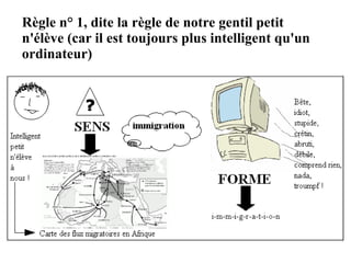Règle n° 1, dite la règle de notre gentil petit n'élève (car il est toujours plus intelligent qu'un ordinateur) 