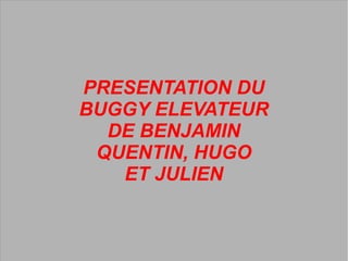 PRESENTATION DU
BUGGY ELEVATEUR
  DE BENJAMIN
 QUENTIN, HUGO
   ET JULIEN
 