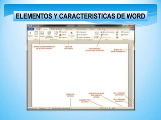 ELEMENTOS Y CARACTERISTICAS DE WORD

 