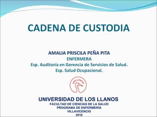 UNIVERSIDAD DE LOS LLANOS  FACULTAD DE CIENCIAS DE LA SALUD PROGRAMA DE ENFERMERÍA VILLAVICENCIO 2010 