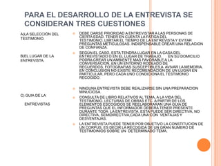 PROPUESTAS  METODOLÓGICAS : EL DESARROLLO DE LA ENTREVISTA ..