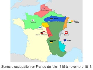 Zones d’occupation en France de juin 1815 à novembre 1818
 