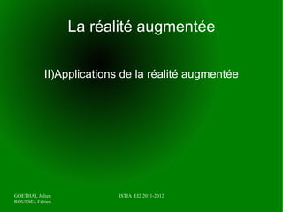 Principe de la réalité augmentée Conclusion :  