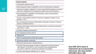 57
Guía ESC 2015 sobre el
tratamiento de la endocarditis
infecciosa. Rev Esp Cardiol.
2016;69(1):69.e1-e49
 