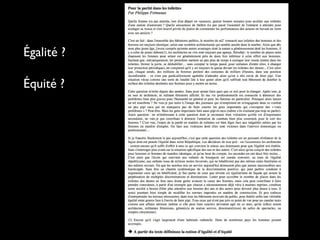 Égalité ?
Équité ?
 