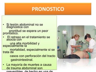 Control de Daño Está indicado en pacientes con gravestraumatismosabdominopélvicos en los que sepresenta en el preoperatorio ointraoperatorio:-  Shock  > de 1 horaA nivel sanguíneo: acidosis 