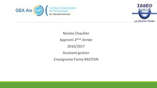 Nicolas Chaullier
Apprenti 2ème Année
2016/2017
Assistant gestion
Enseignante Fanny RASTOIN
 