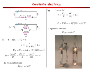 Corriente eléctrica
Corriente eléctrica
Corriente eléctrica
Corriente eléctrica
a)
La potencia total será
b)
La potencia total será
 