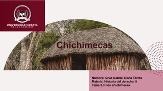 Chichimecas
Nombre: Cruz Gabriel Doria Torres
Materia: Historia del derecho II
Tema 2.3: los chichimecas
 