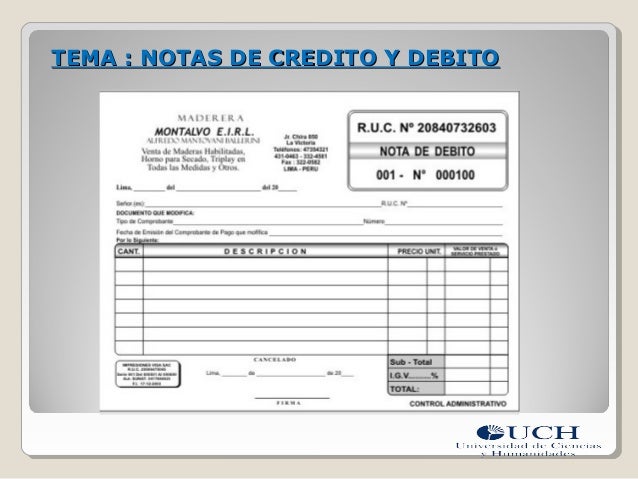 notas de credito y debito nota de credito