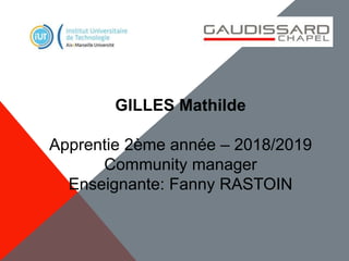GILLES Mathilde
Apprentie 2ème année – 2018/2019
Community manager
Enseignante: Fanny RASTOIN
 
