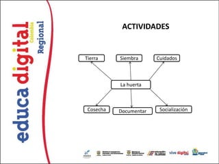 ACTIVIDADES


Tierra     Siembra      Cuidados



           La huerta



 Cosecha   Documentar    Socialización
 