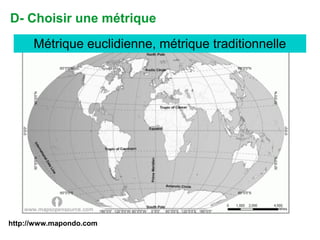 http://www.mapondo.com
D- Choisir une métrique
centralité VS marginalités
implicites et mentales
Métrique euclidienne, métrique traditionnelle
 