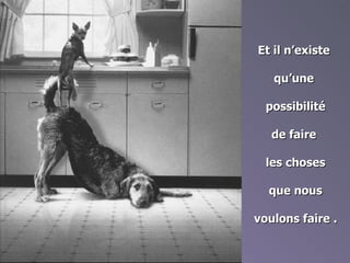 Et il n’existe  qu’une  possibilité d e faire  les choses   que nous voulons faire  . 