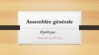 Assemblée générale
A petits pas…
Dimanche 6 juillet 2014
 