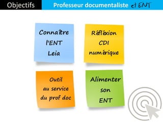 Objectifs Professeur documentaliste et ENT
 