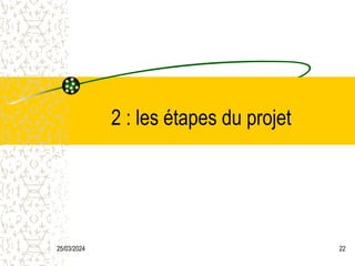 25/03/2024 22
2 : les étapes du projet
 