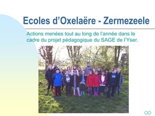 Ecoles d’Oxelaëre - Zermezeele Actions menées tout au long de l’année dans le cadre du projet pédagogique du SAGE de l’Yser. 