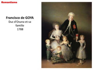 Romantisme




  Francisco de GOYA
    Duc d'Osuna et sa
         famille
          1788
 
