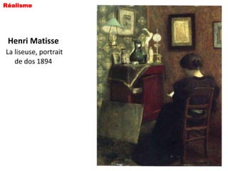 Réalisme




 Henri Matisse
La liseuse, portrait
   de dos 1894
 