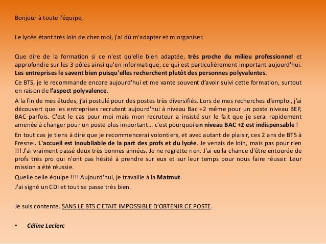Diaporama présentation bts dernière version