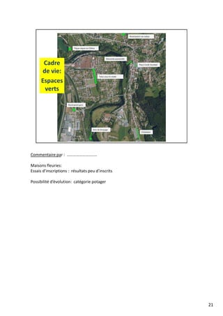 Commentaire par : ………………………..
Maisons fleuries:
Essais d’inscriptions : résultats peu d’inscrits
Possibilité d’évolution: catégorie potager
21
 
