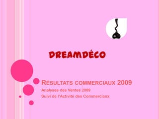 Résultats commerciaux 2009 Analyses des Ventes 2009 Suivi de l’Activité des Commerciaux DreamDéco 