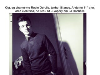 Olá, eu chamo-me Robin Derulle, tenho 16 anos. Ando no 11° ano,
área científica, no liceu St -Exupéry em La Rochelle
●
●
 