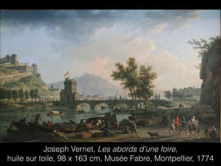 Joseph Vernet, Les abords d’une foire,
huile sur toile, 98 x 163 cm, Musée Fabre, Montpellier, 1774
 