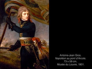 Antoine-Jean Gros,
Napoléon au pont d’Arcole,
73 x 59 cm,
Musée du Louvre, 1801.
 