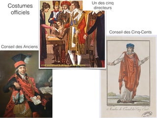 Costumes
ofﬁciels
Conseil des Anciens
Conseil des Cinq-Cents
Un des cinq
directeurs
 