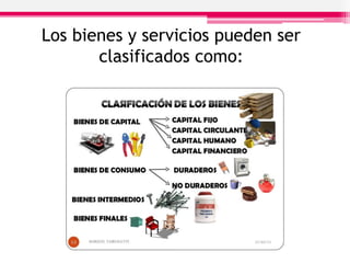 Los bienes y servicios pueden ser
clasificados como:
 