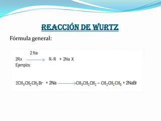 REACCIÓN DE WURTZ
Fórmula general:

 