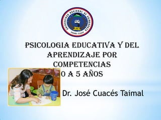 PSICOLOGIA EDUCATIVA Y DEL
     APRENDIZAJE por
      COMPETENCIAS
        0 A 5 AÑOS

        Dr. José Cuacés Taimal
 